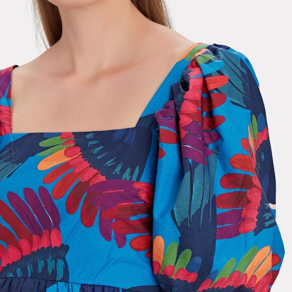 FARM Rio Rainbow Macaw Puff Sleeve Mini Dress, Size Small - Picture 5 of 5